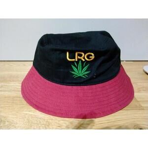LRG Lifted Research Group Ripstop Cannabis Weed Leaf 420 Red Black Bucket Hat OS